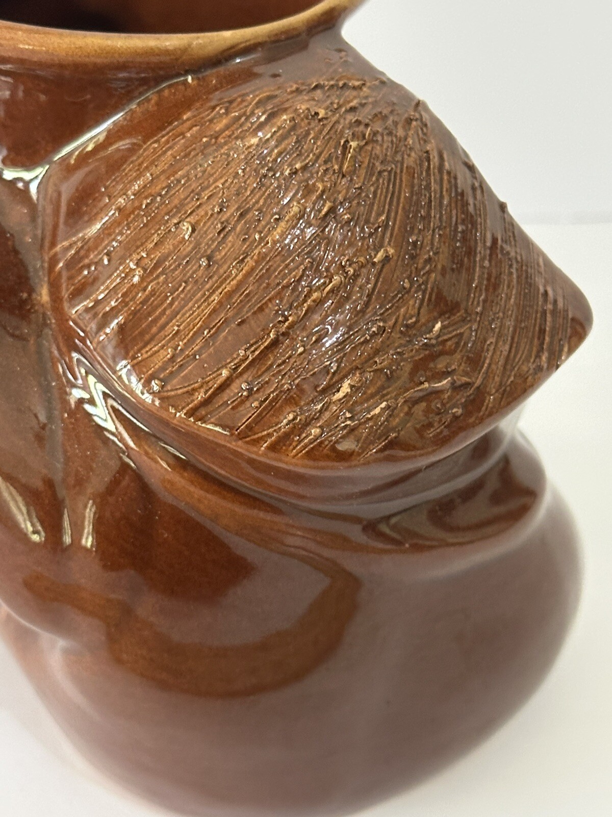 VTG handmade Russian planter Unique head Face 1941 Vase Flower Pot Brown Glaze