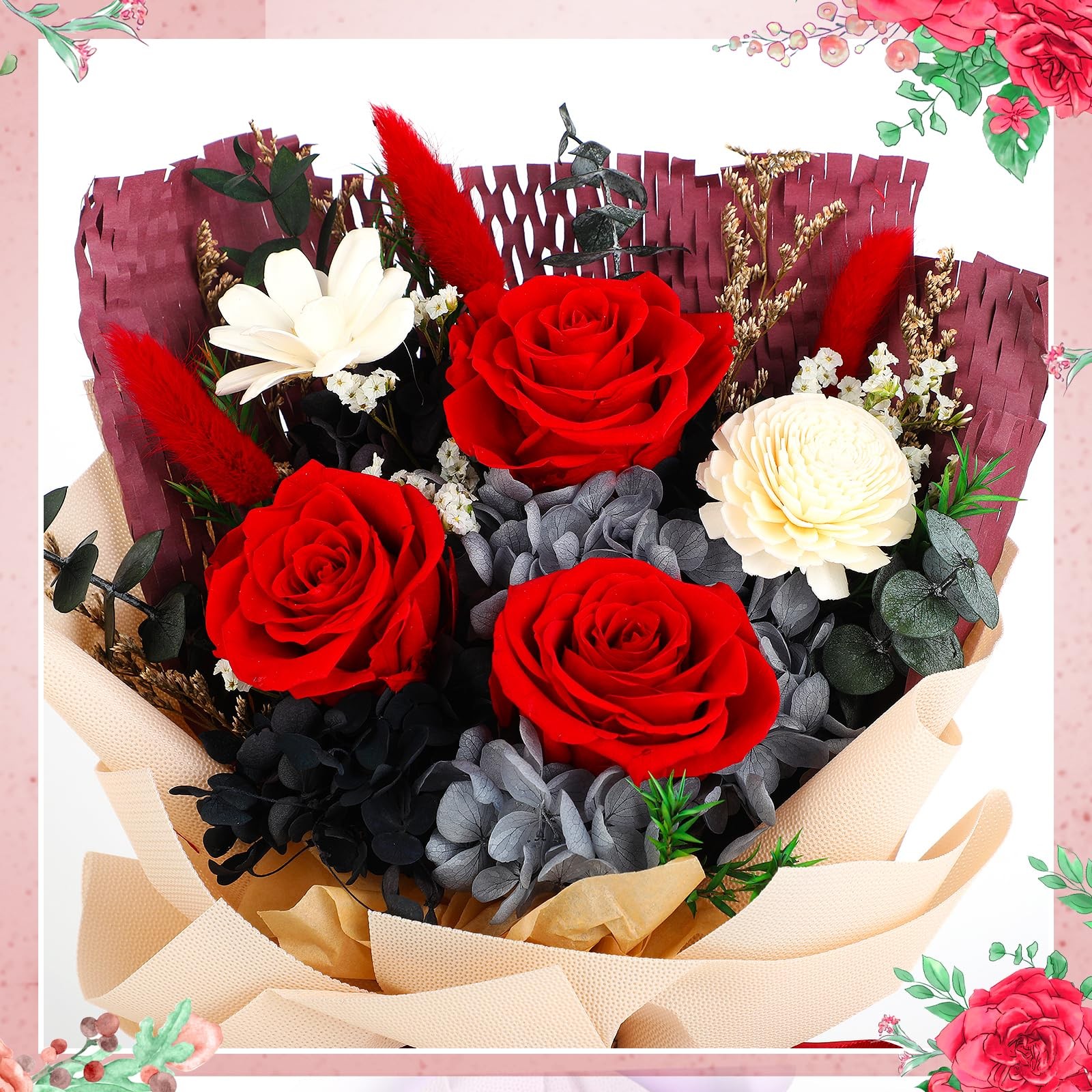 Forever Flowers Bouquets, Real Rose, Mothers Day Gift, Mom Delivery Womens