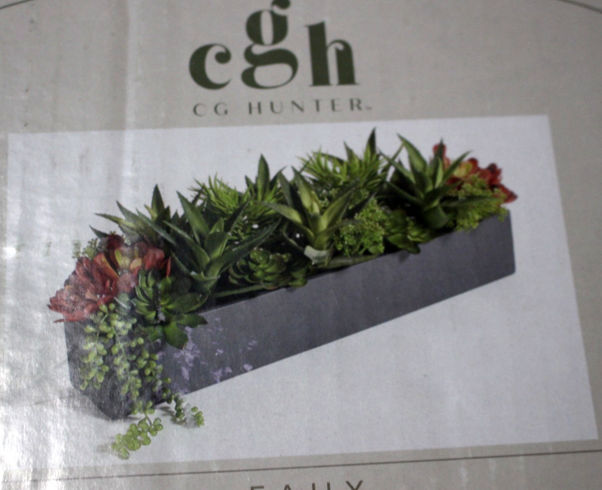 CGH CG HUNTER FAUX SUCCULENT ARRANGEMENT 27″ RECTANGULAR GRAY