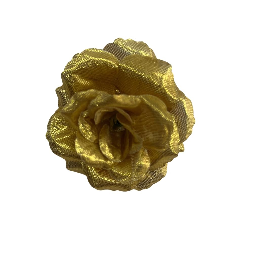 25 PCS Gold 3 Inch Artificial Rose Flower Heads Silk Wedding Party DIY Craft