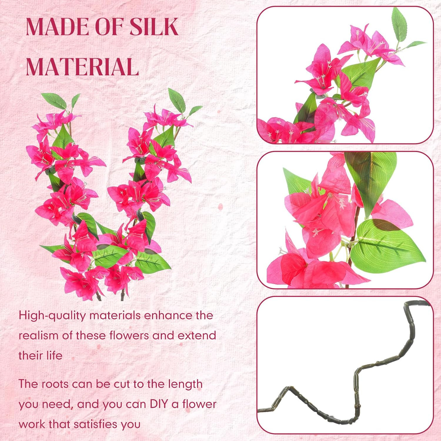 30 Pcs Faux Bougainvillea Silk Flowers for Indoor/Outdoor Wedding Decor