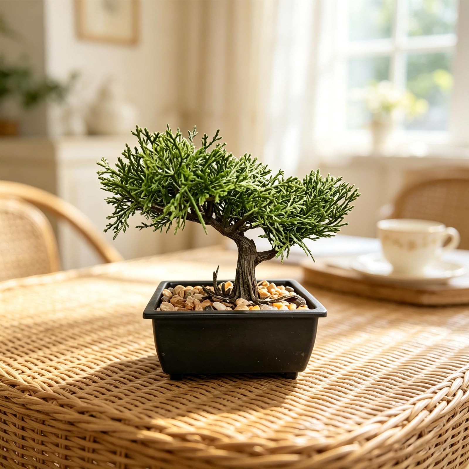 Artificial Bonsai Tree Juniper Faux Plants Indoor Small Fake Plants Decor wit…