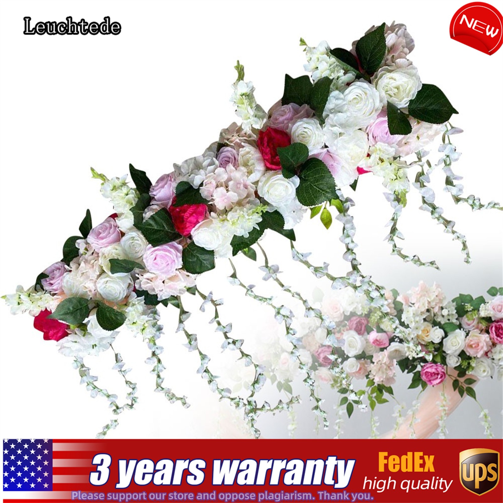 100cm Artificial Rose Flower Row Wedding Arch Stage Wall Background Decoration