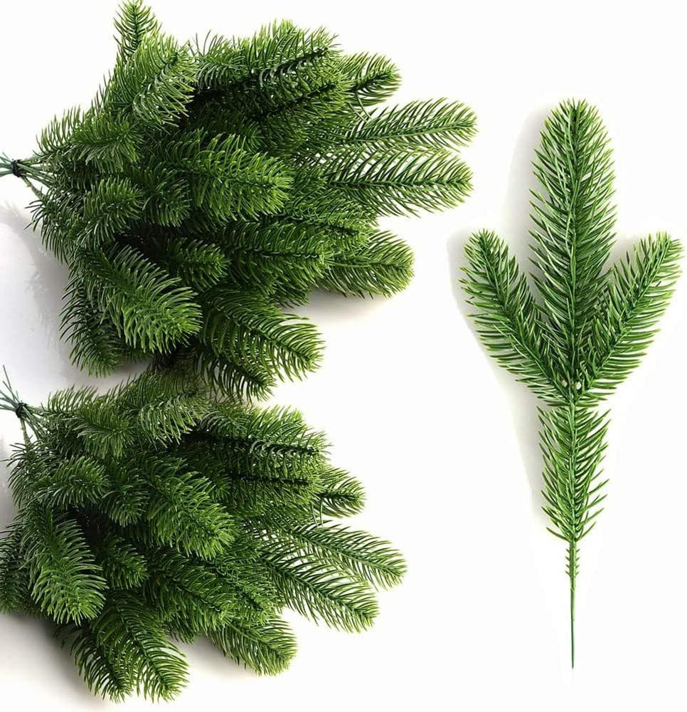 60 Pcs Artificial Pine Branches, Christmas Tree Filler Branches, Realistic Fa…