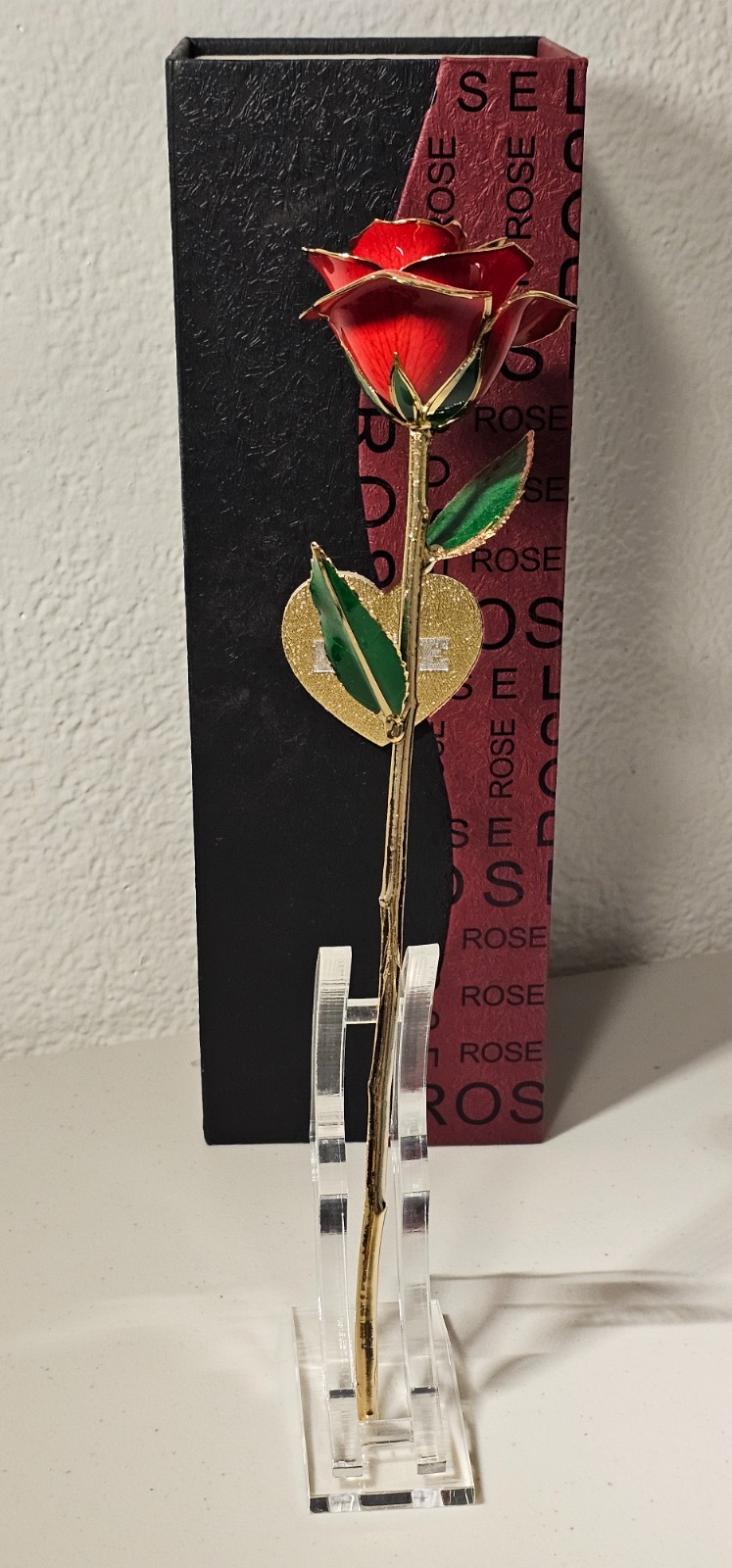Gold Rose 24K Plated Gold Dipped Rose, Forever Preserved RedRose FlowerswithStad