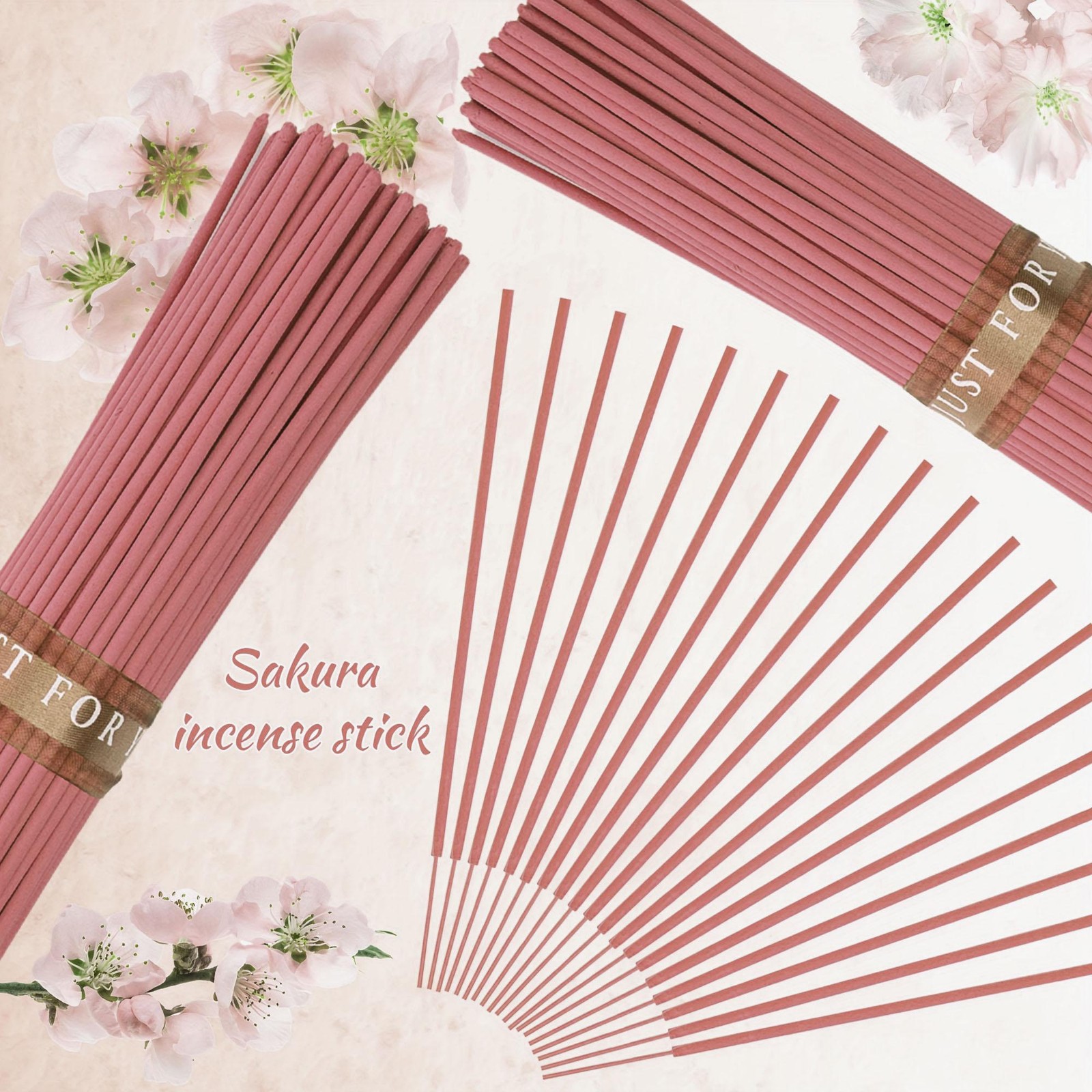 Cherry Blossom Incense Sticks Handmade Natural Floral Scent Long Lasting 25cm