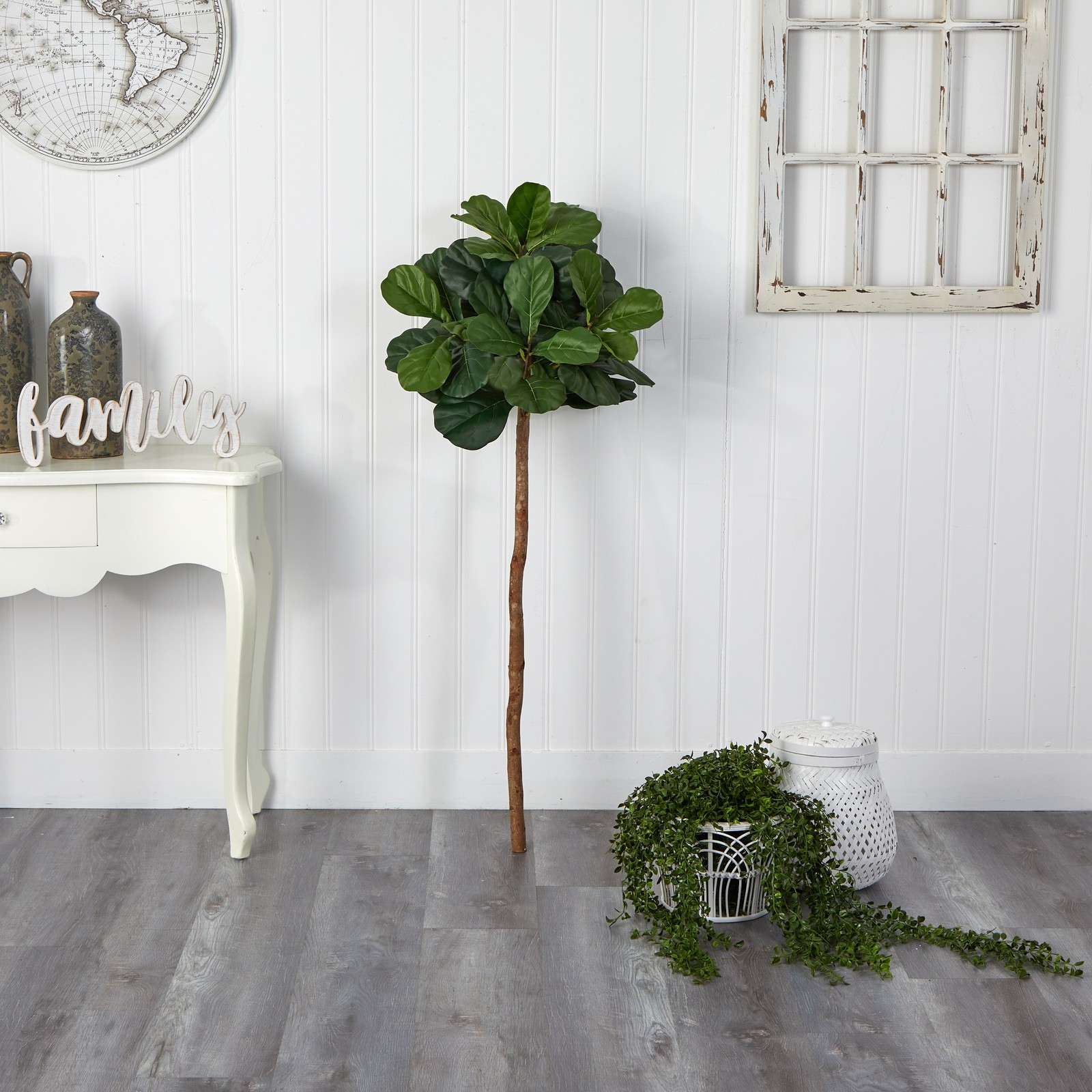 Nearly Natural 4.5ft Fiddle Leaf Artificial Tree (No Pot) in Green