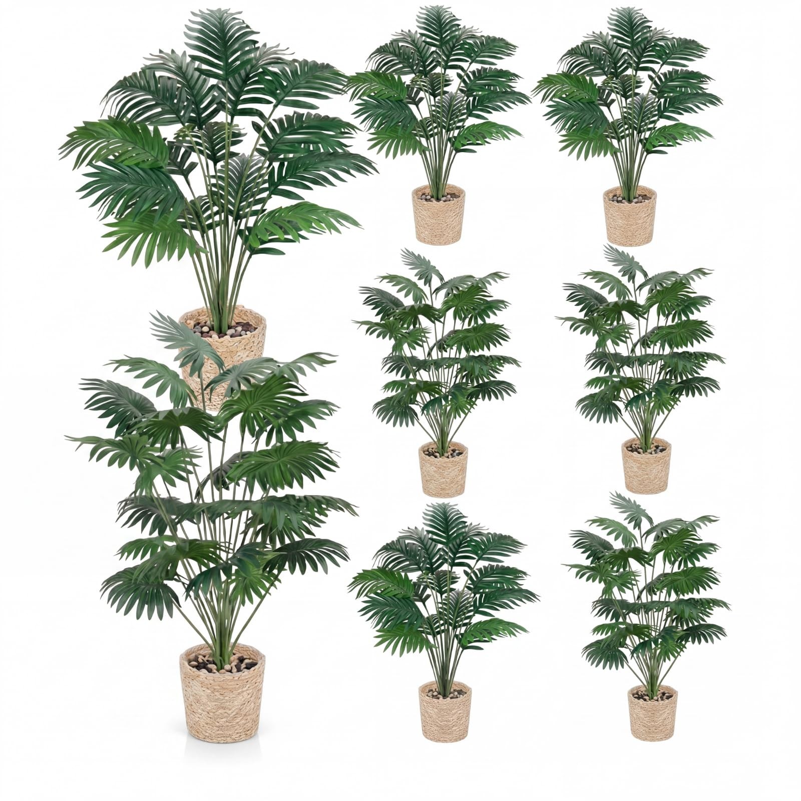 16 Pcs 2.5 ft Artificial Areca Palm Plant Fake Palm Tree with 8 Faux Tree in …