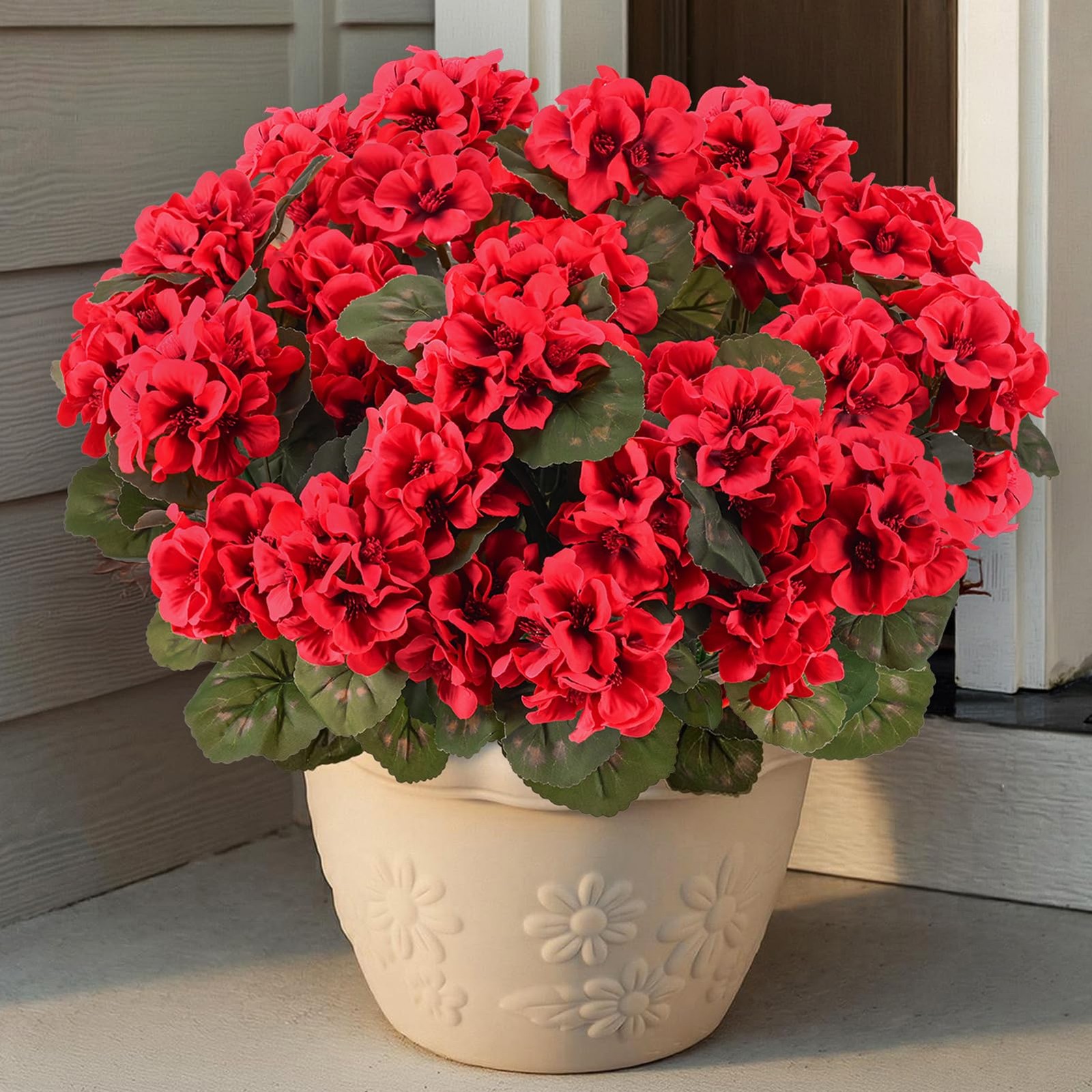 6 Pcs Artificial Geraniums Flowers for Outdoors Realistic Faux Silk Geraniums…