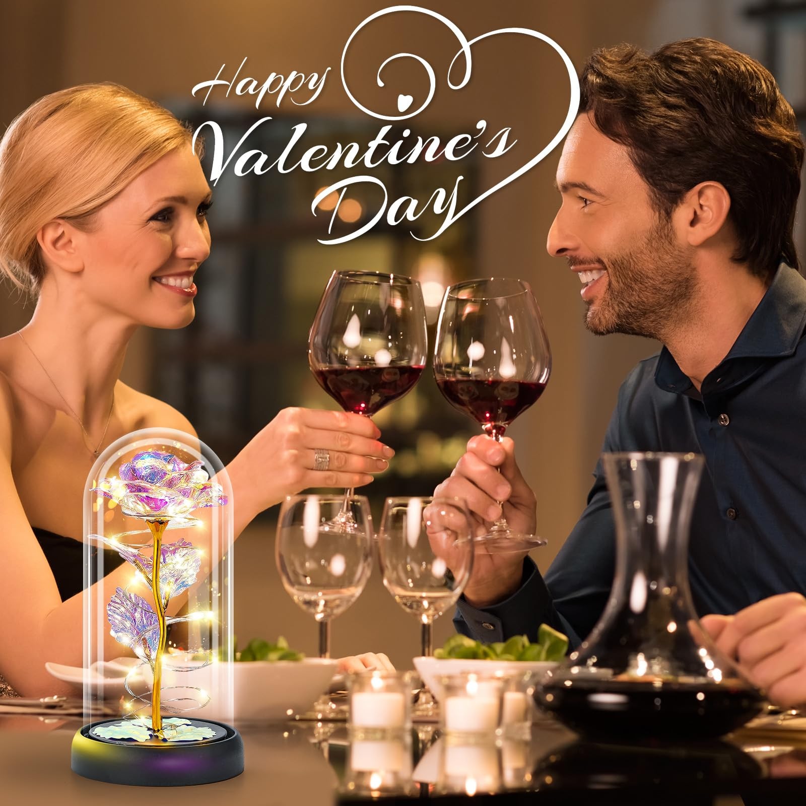 Flor De Rosa en Cúpula De Cristal Regalos De Mujer Para Día De San Valentín 2026