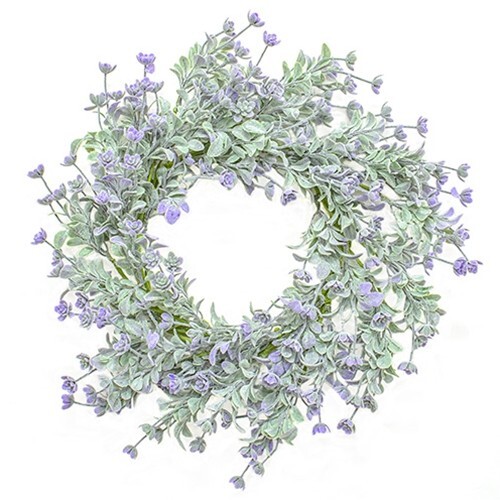 New Farmhouse DUSK LAVENDER BUDS CANDLE RING Green 3.5″x 10″ Cottage Chic Shabby