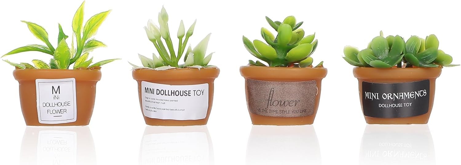 Mini Car Plant Decor,4Pcs Cute Succulent Dashboard Decorations Mini Succulent Ca