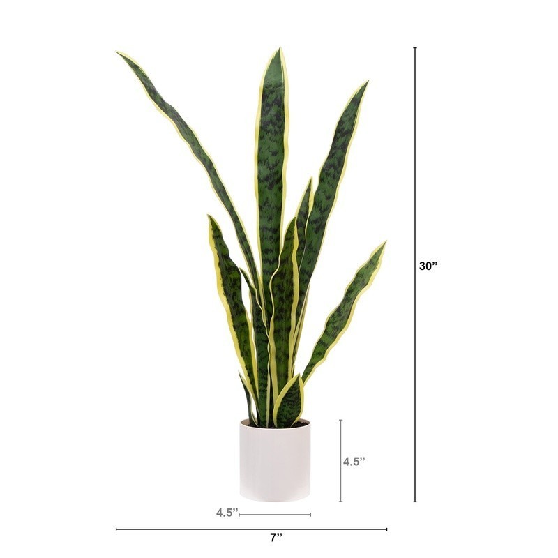 30in Artificial Snake Plant Vanilla Planter Indoor Decor No Maintenance New