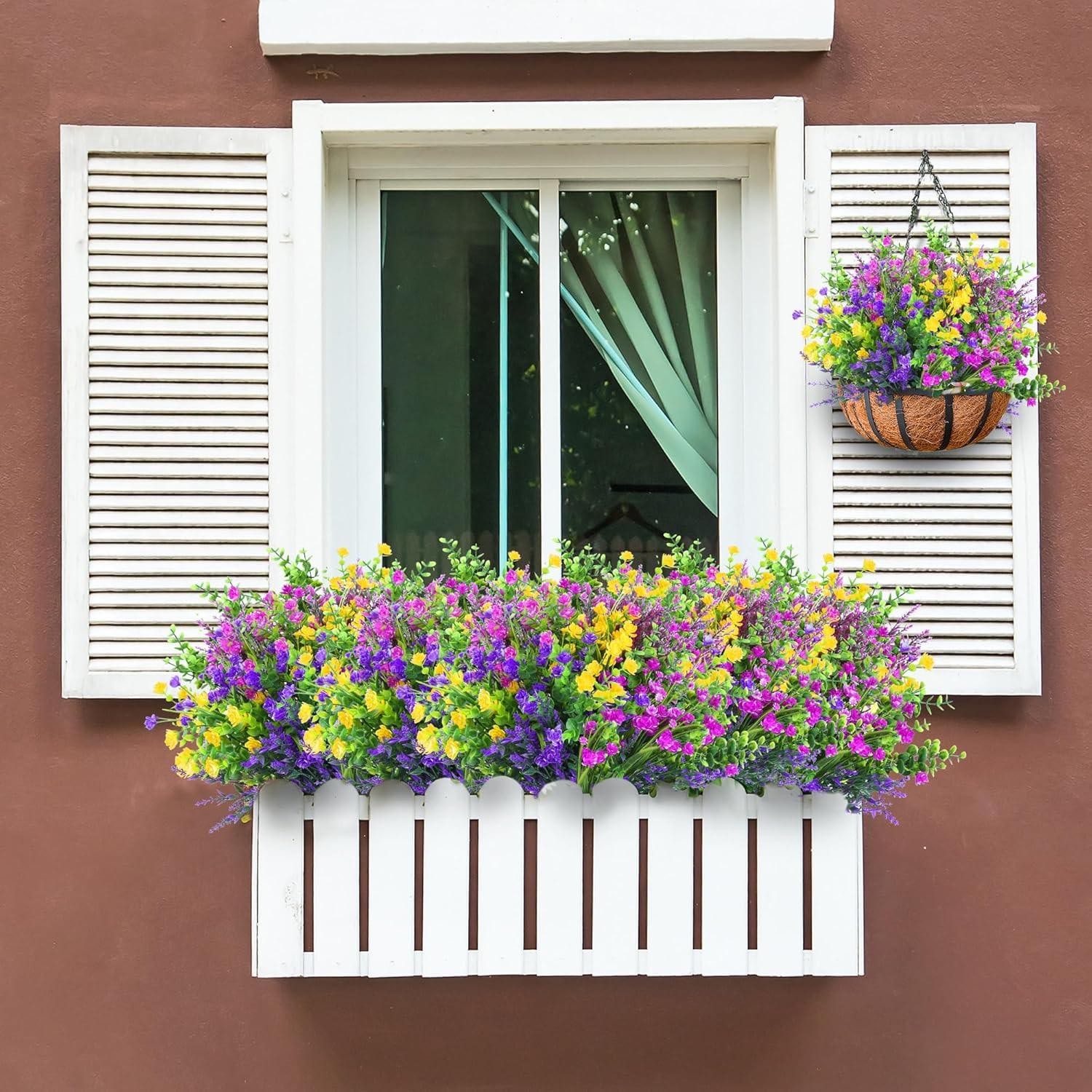 Artificial Flowers for Outdoors 12 Bundles UV Resistant Boxwood Shrubs Artificia