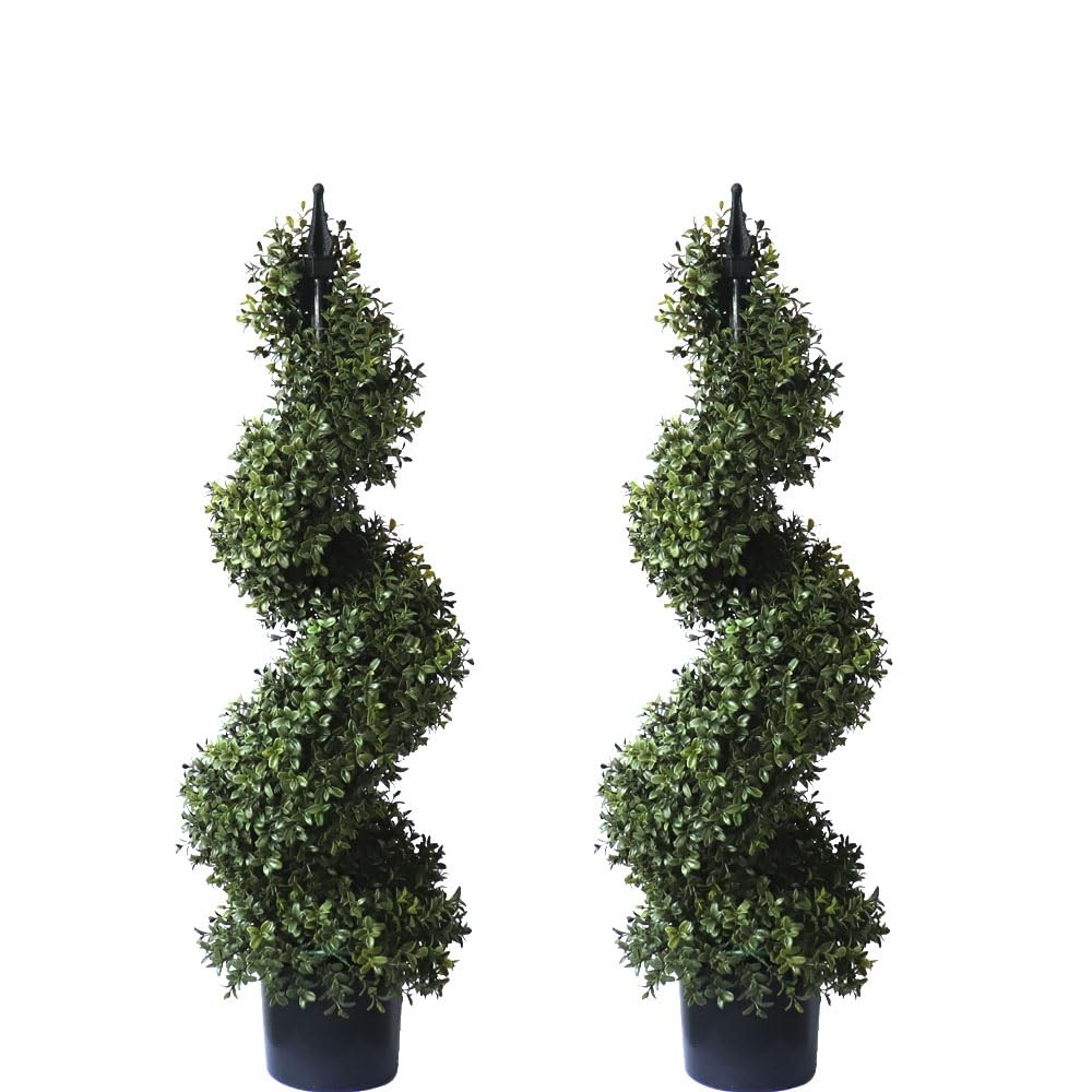 3ft Artificial Boxwood Topiary Tree Potted Topiary Plants for Front Porch Ent…