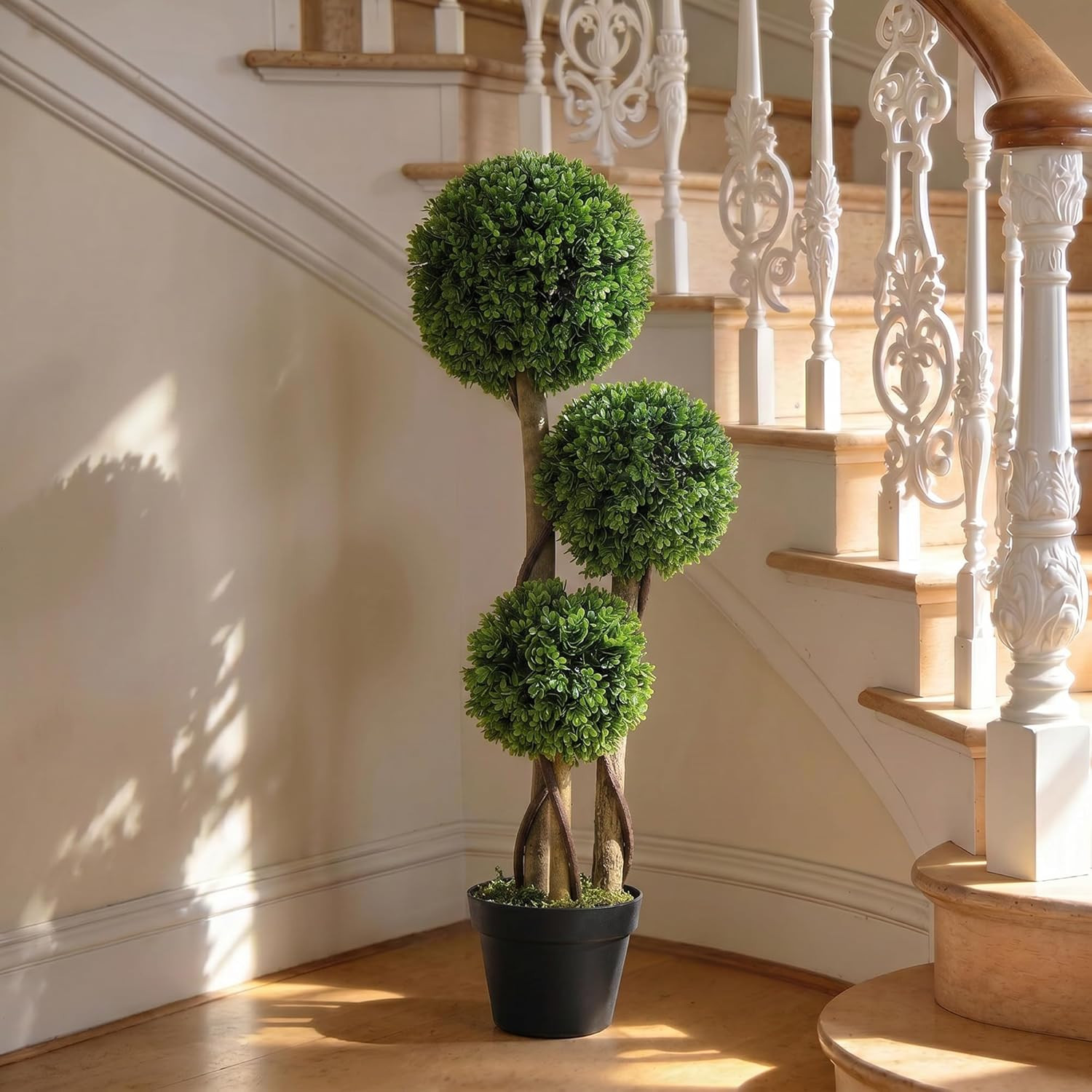 Artificial Plant 3 Ball Boxwood Topiary Tree Outdoor Light Green | Indoor & Outd