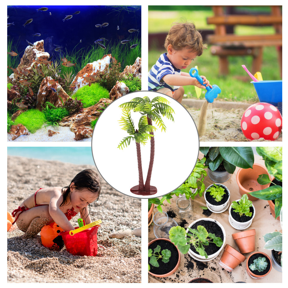 5Pcs mini coconut tree Plastic Coconut Palm Tree Miniature Plant Pots Bonsai