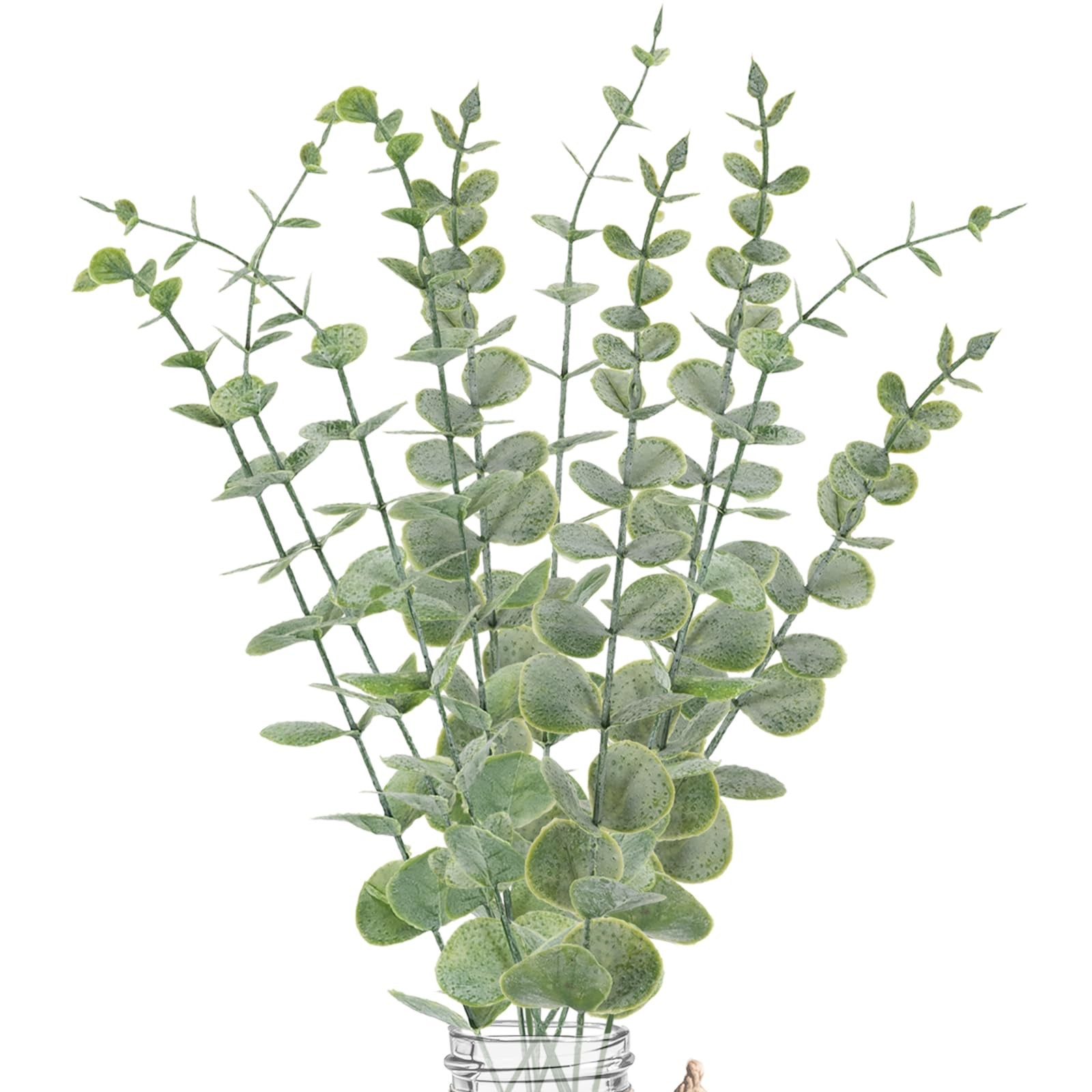 LYRWI 10pcs Eucalyptus Stems Artificial Eucalyptus Leaves Fake Greenery Branc…