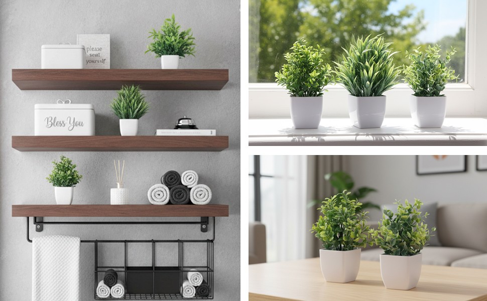 Fake Plants 4 Packs Small Artificial Greenery Mini White Potted Plants Bathroom