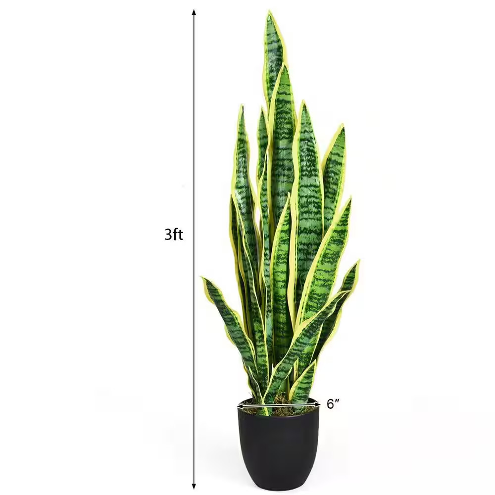 Artificial Snake Plant Sansevieria Faux Indoor Potted Office Home Decor