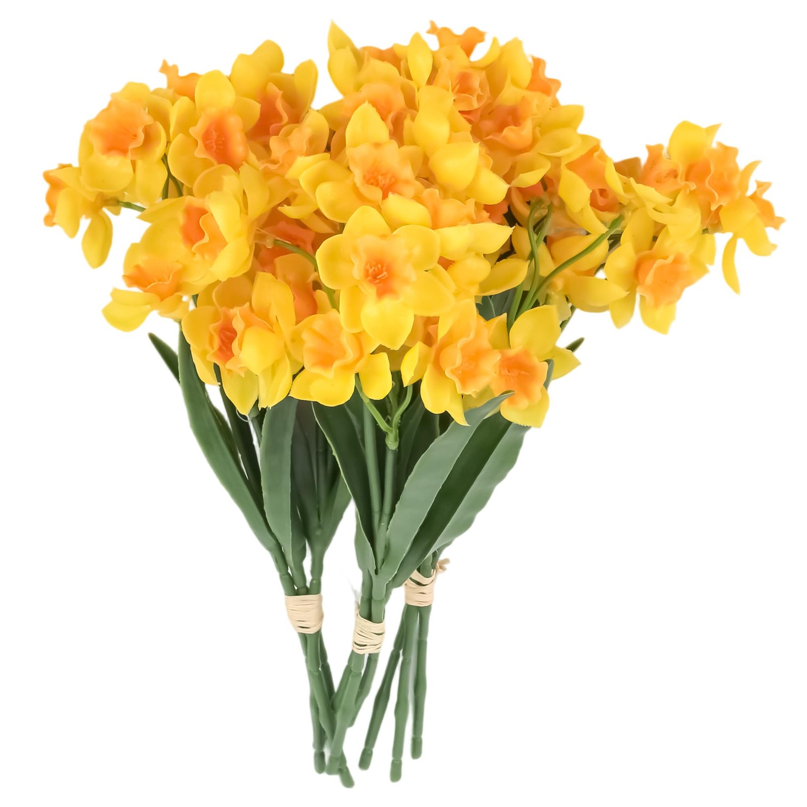 3 Bundles Daffodil Artificial Flowers 14.5In Real Touch Yellow Faux Daffodils…