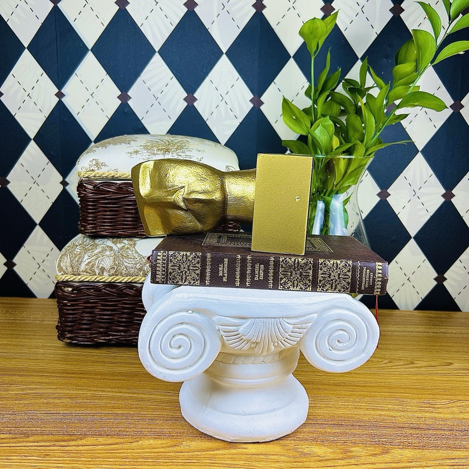 Golden Abstract Face Sculpture Modernist Hollywood Regency Décor