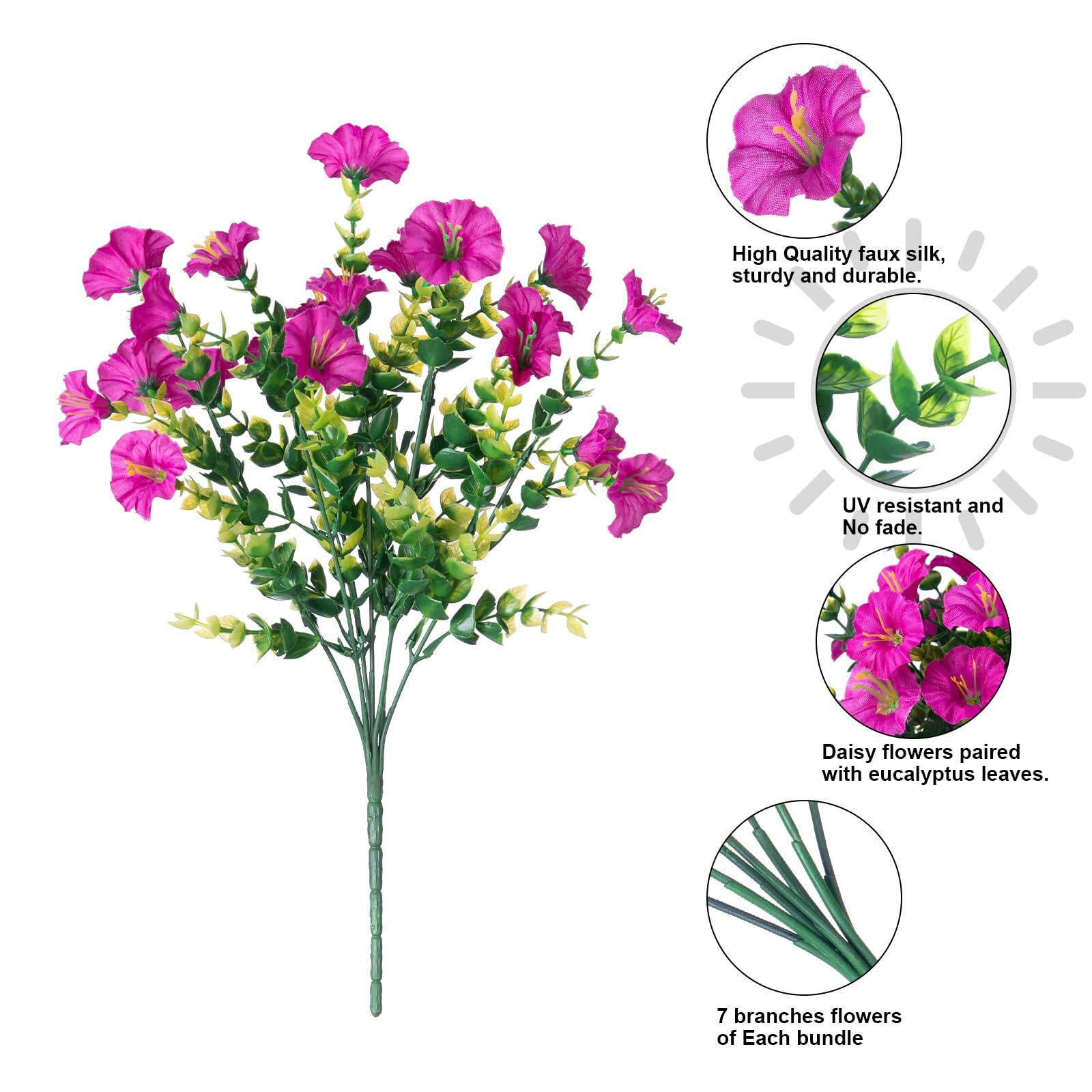 Artificial Silk Outdoor Plants Flowers for Summer Outside Decoration 12 Bundl…