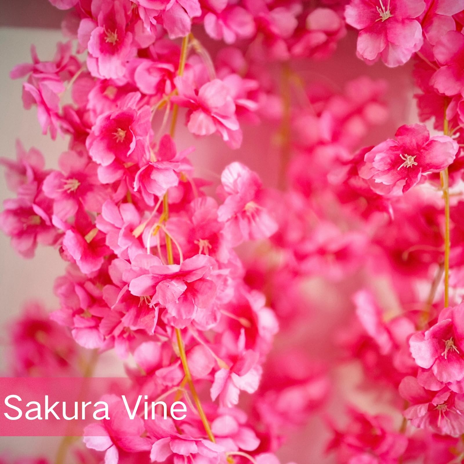 Artificial Cherry Flower Vines, 8Pcs Cherry Blossom Garland Hanging Silk Arti…