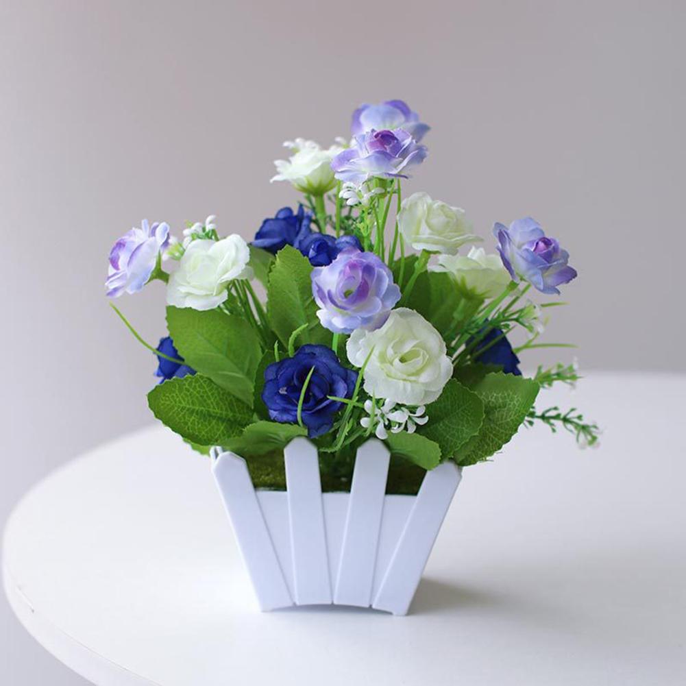 “Artificial Potted Flowers for Home Decor – Fake Rose Plant Set”