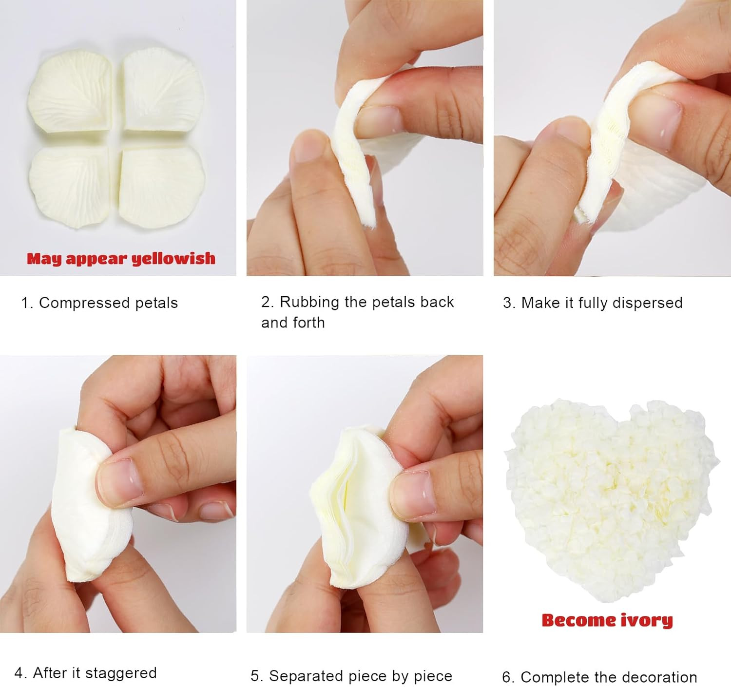 5000 Pcs Rose Petals Artificial Silk Flowers Petals, Ivory | Artificial Rose Pet
