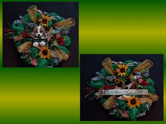 One 24″ Deco Mesh Wreath with 2 Options I Miss You & Welcome Family & Friends