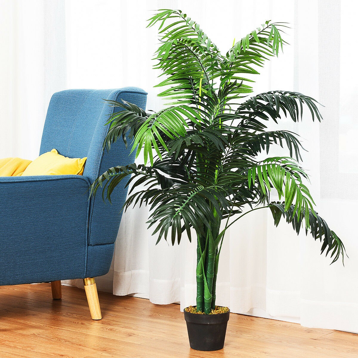 3.5-Feet Artificial Areca Palm Decorative Silk Tree with Basket In/Outdoor Green