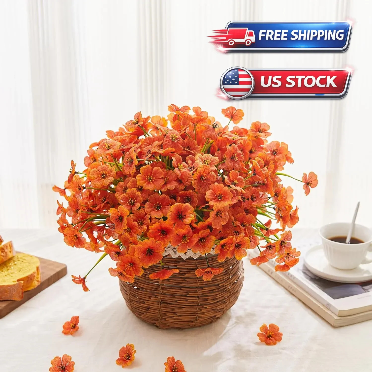 16 Bundles Artificial Flowers for Outdoors UV Resistant Fake Plastic Plants Faux