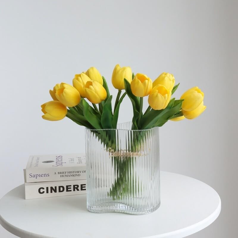 11 PCS Yellow Flowers Artificial Luxury Big Tulip Valentine Mother Day Wedding