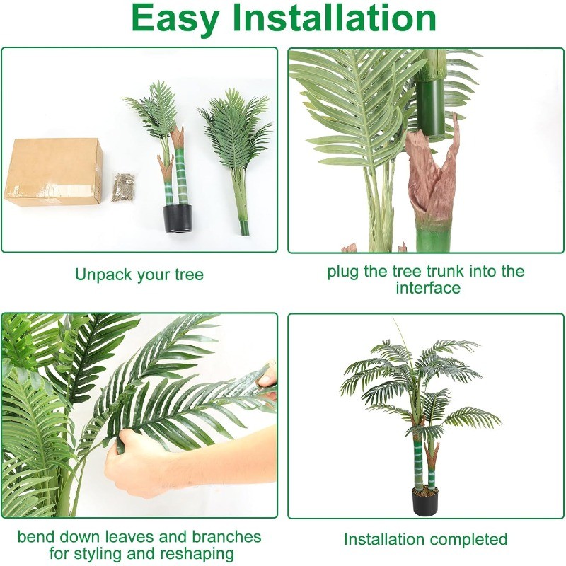 4FT Artificial Palm Tree w/Adjustable Leaves, Decoration Plants for Home Office