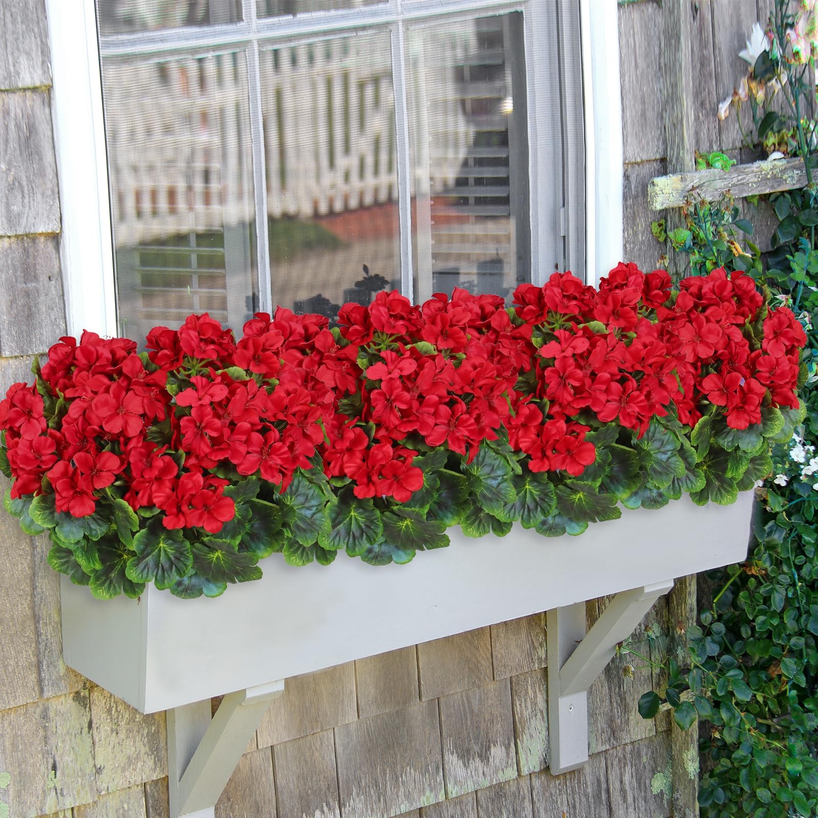 MEIVINES Fake Flowers 2PCS 17.3In Artificial Geraniums for Outdoors Realistic…