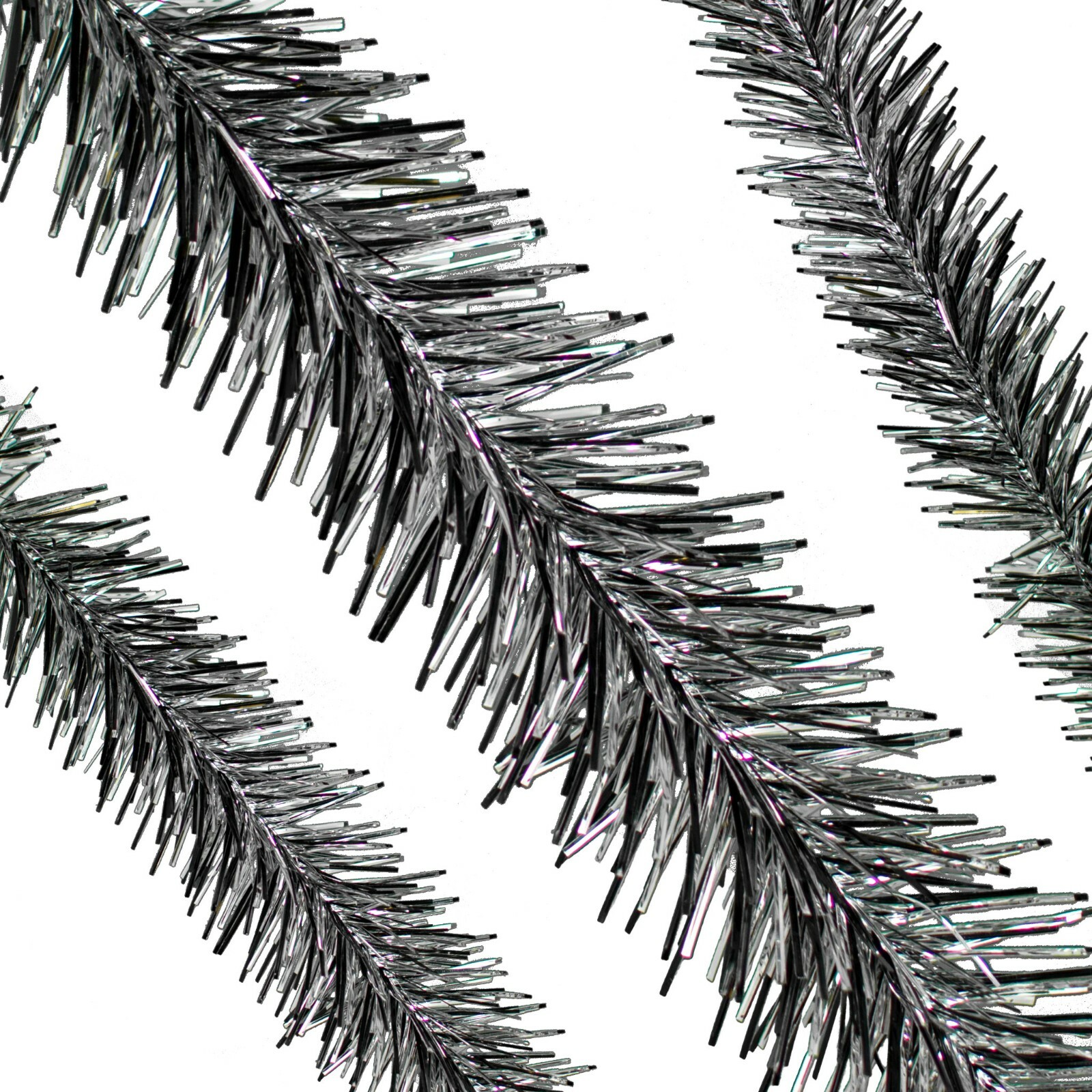 Silver & Black Tinsel Garland 30FT Length 3IN Width Raiders Football Colors