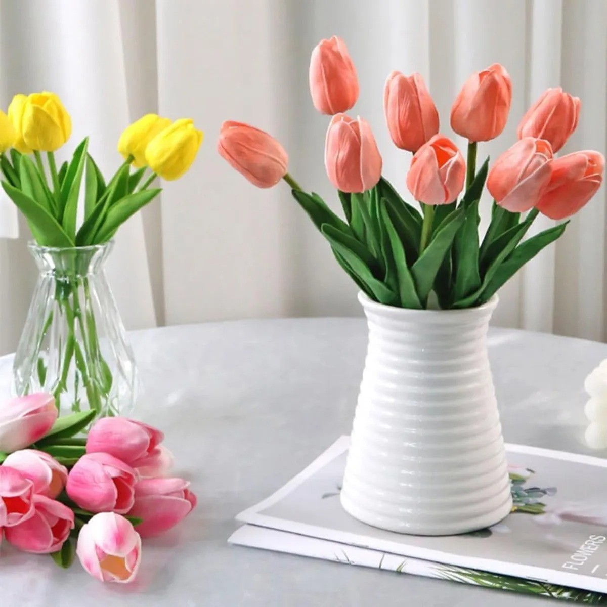 10PCS Tulip Artificial Flower Real Touch Artificial Bouquet Home Wedding Decor