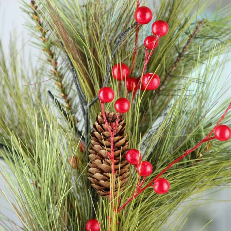 Set of 2 Voluminous Artificial Pine and Red Berry 29″ Floral Spray