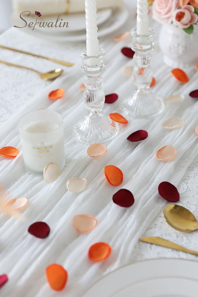 500PCS 4 Color Mix Silk Rose Petals Burgundy Gold White Orange Wedding Aisle