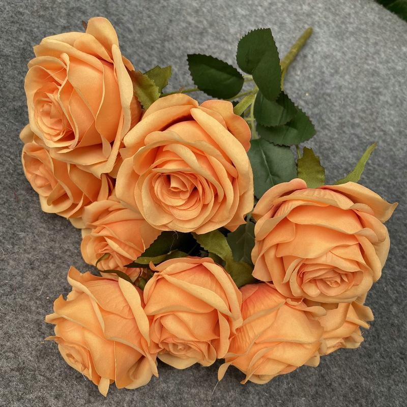 Artificial 9 Head Rose Bouquet Wedding Decoration Silk Flowers Photo Props