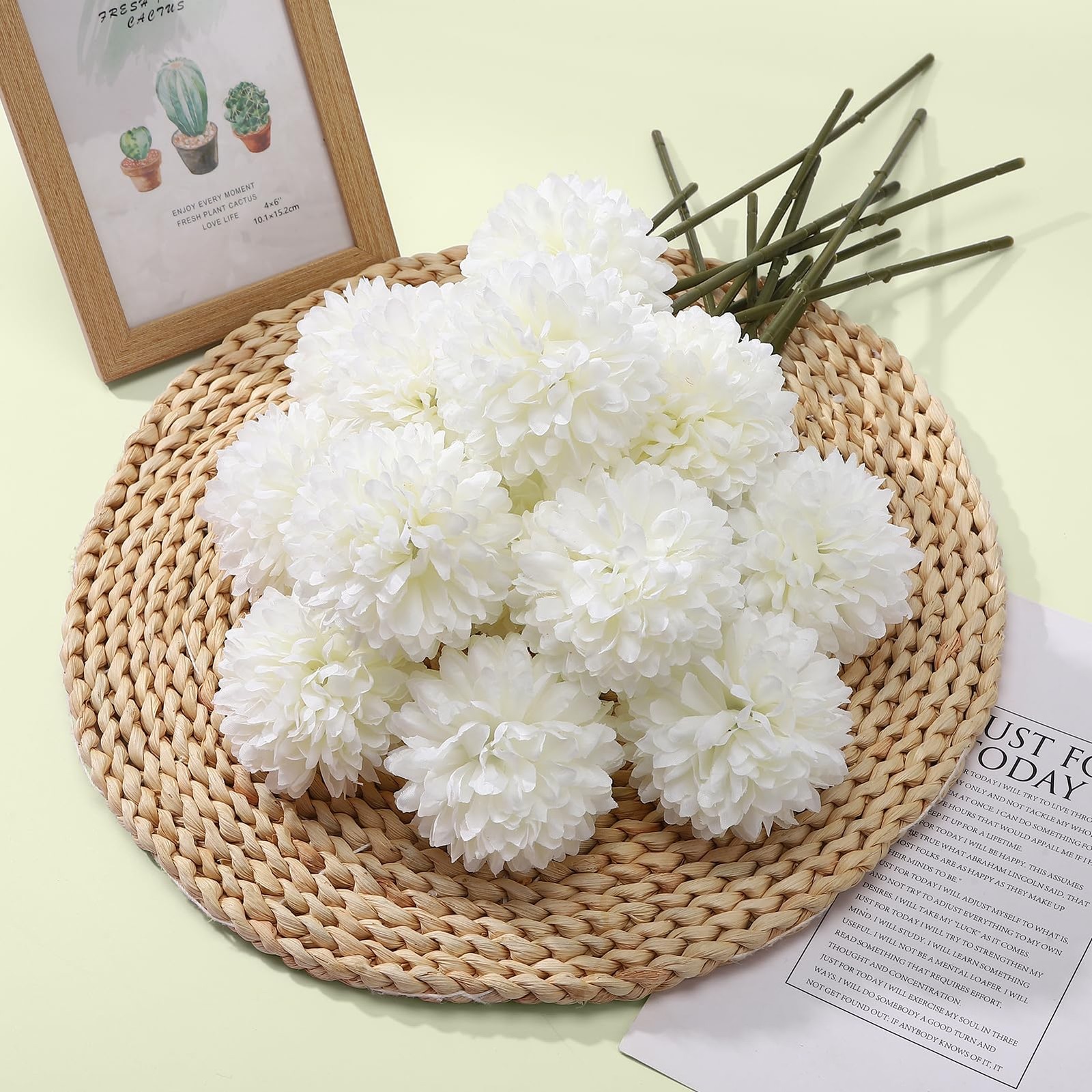 Ovveroche 36 Pcs Artificial Flowers Chrysanthemum, Fake Hydrangea Flowers wit…