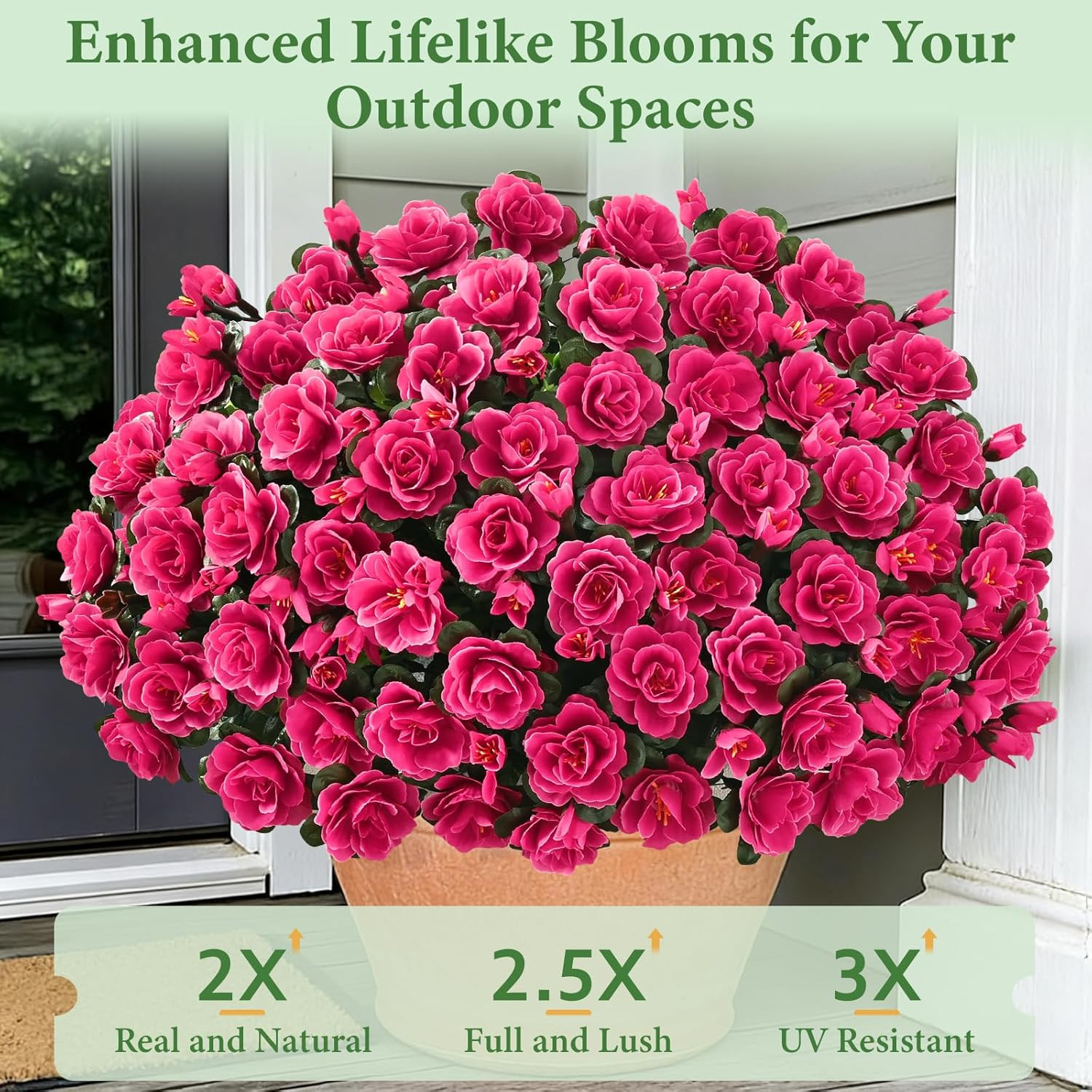 Artificial Flowers for Outdoors Decoration, 4 Bundles UV Resistant Fake Outdoor