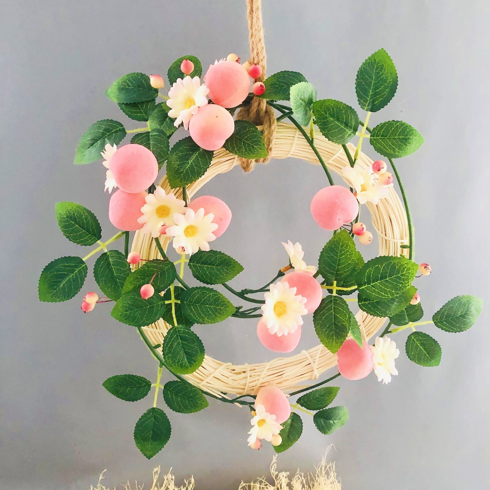 Artificial Peach Flowers Plant Vine Garland for Wedding Birthday Home Decor