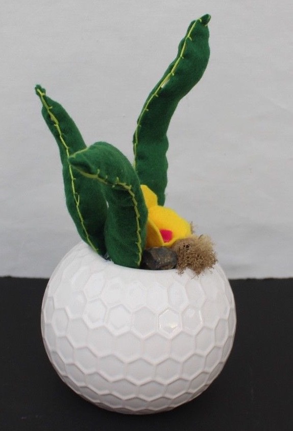 New Retro Contemporary Felt Fake Succulent Cactus Home Office Plant – Green