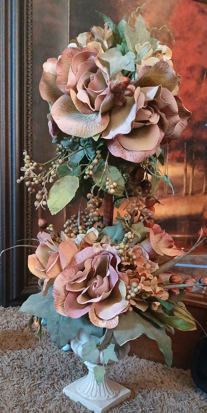 Mauve Floral Arrangement Artificial Flowers Standing Base
