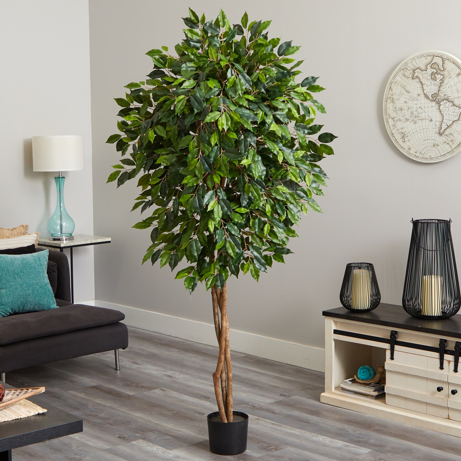 Nearly Natural 6.5ft Ficus Artificial Tree in Green