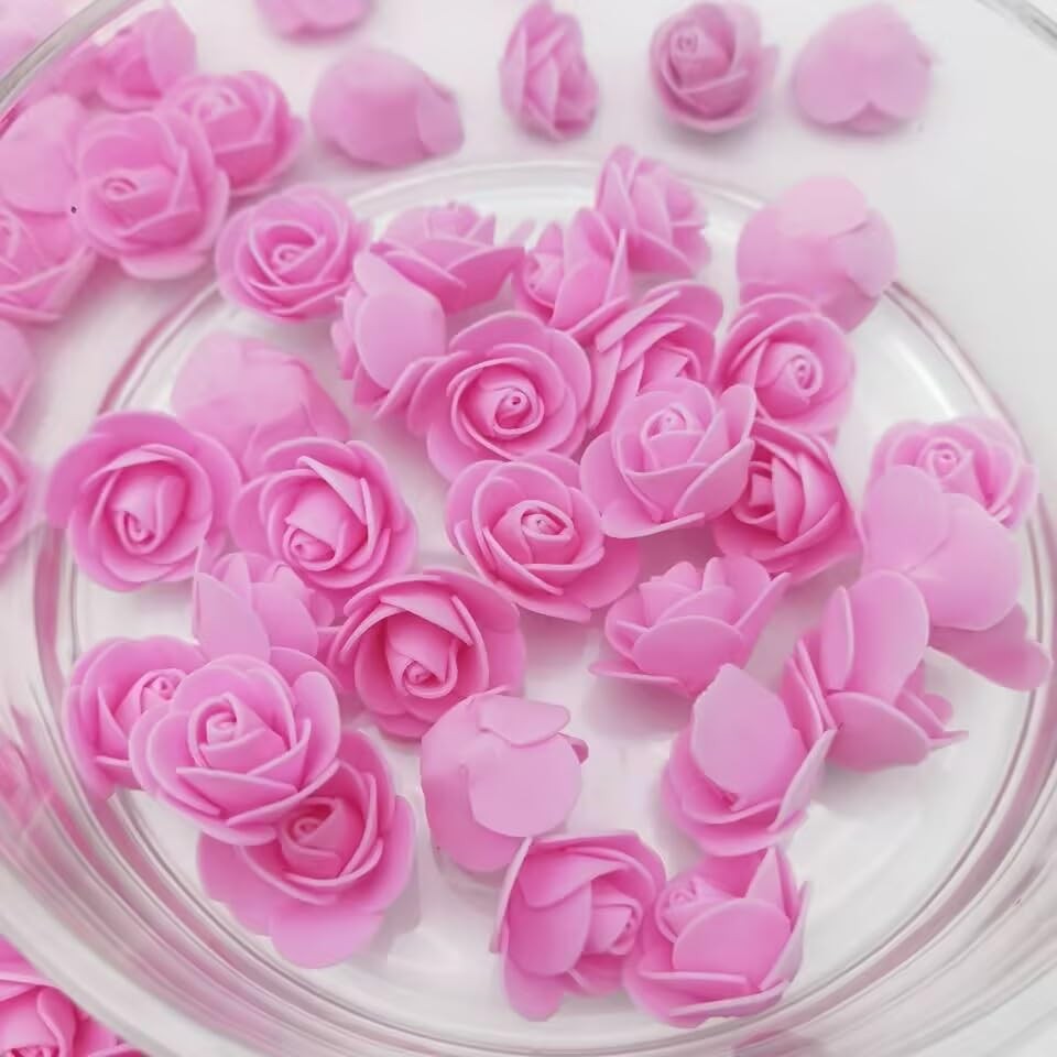 Pink Mini Foam Small Rose Heads Flowers For Crafts 1.3 Inch 120 PCS