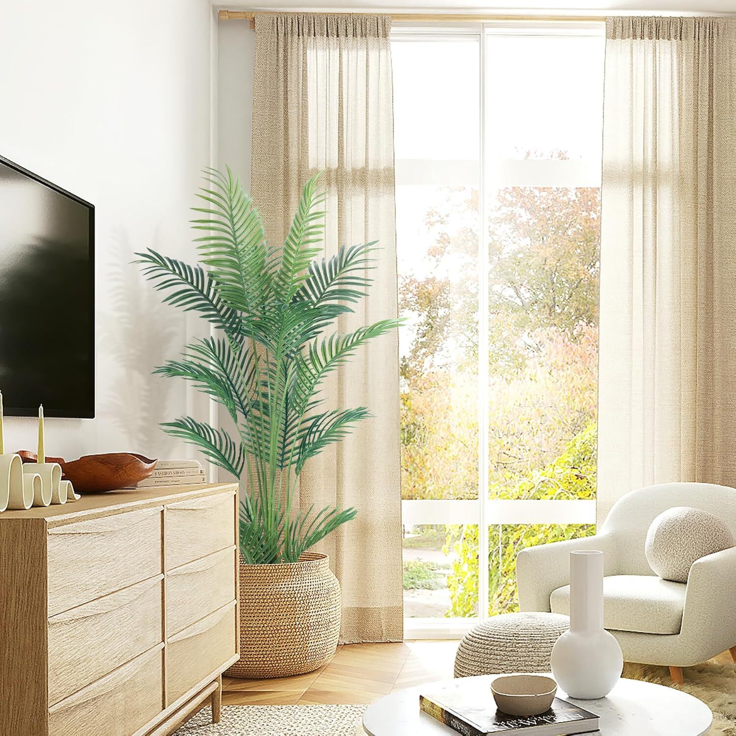 Colourtree Artificial Palm Tree,Faux Areca Palm Plant with Real Touch Leaves