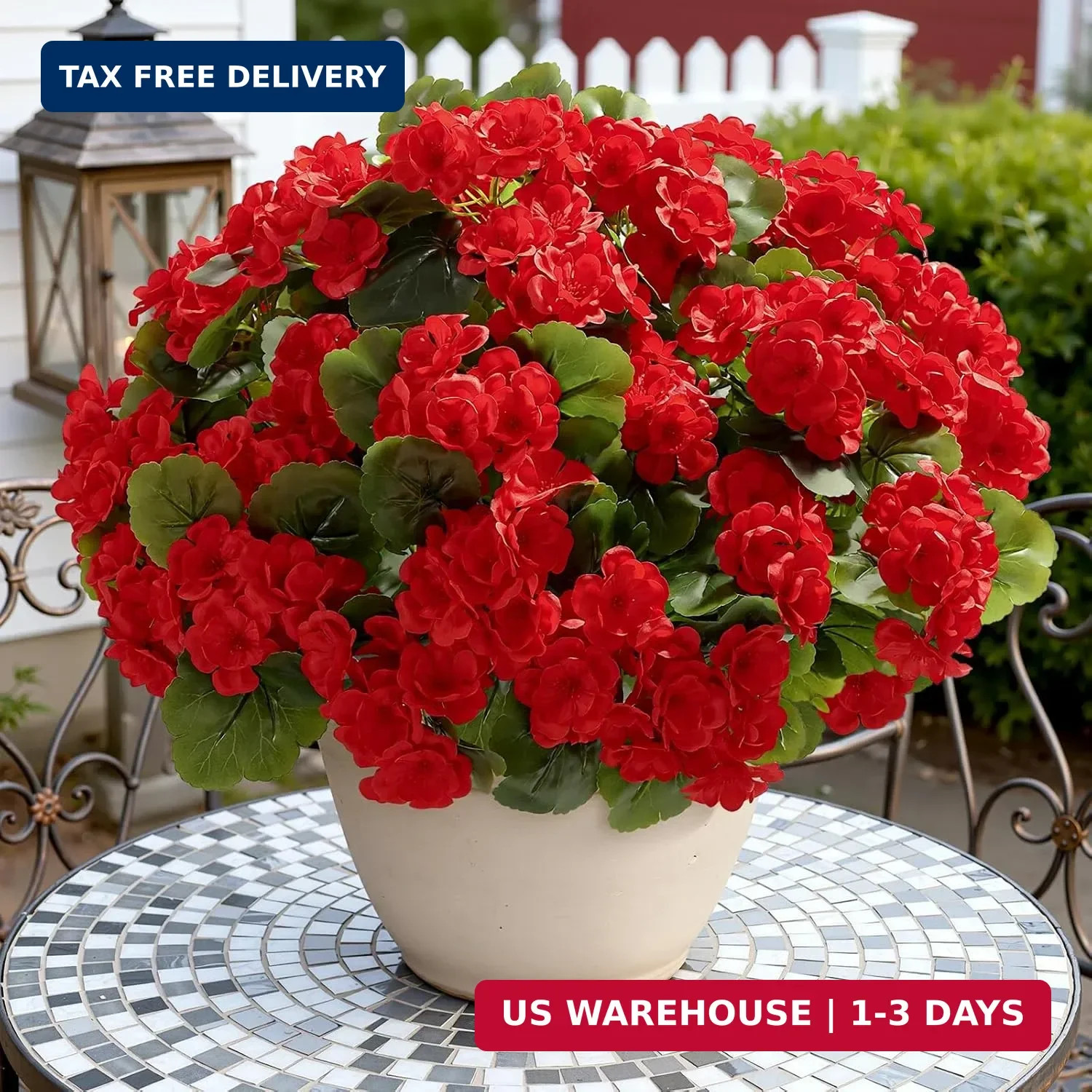 Alupssuc 8Pcs Artificial Geranium Flowers for Outdoors Decoration Silk Floral, U